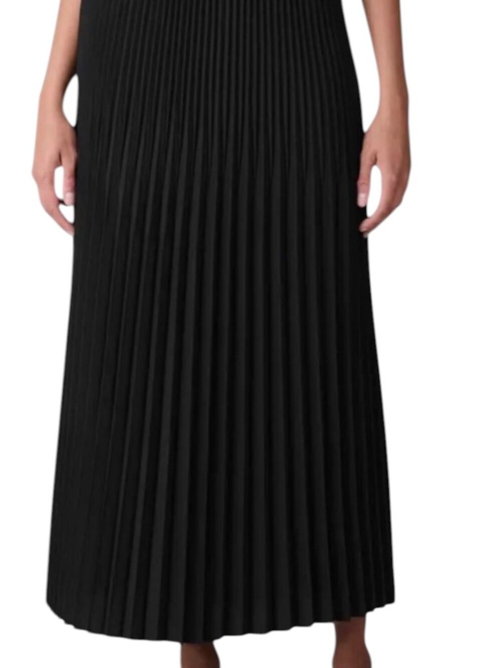 Eileen Fisher Black Pleated Midi Skirt Wool Silk 2x
